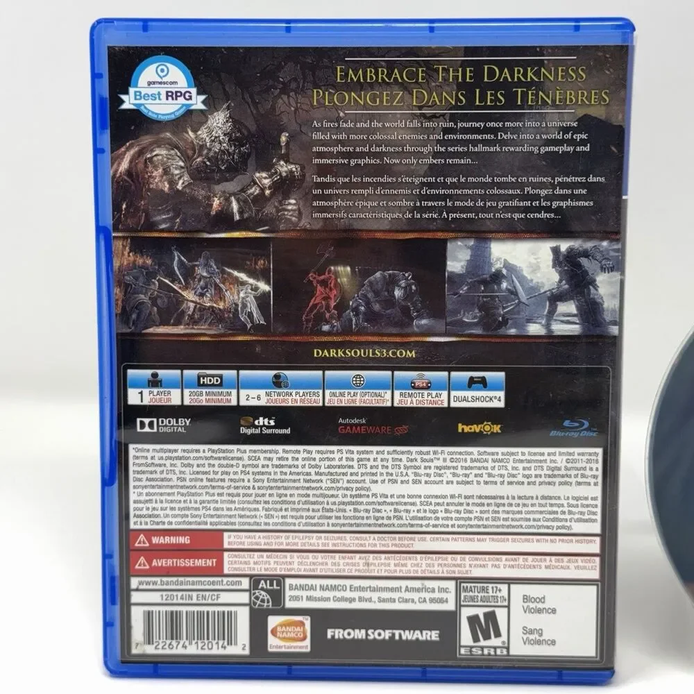 Dark Souls III Sony PlayStation 4 PS4 2016 Complete CIB Refurbished Tested